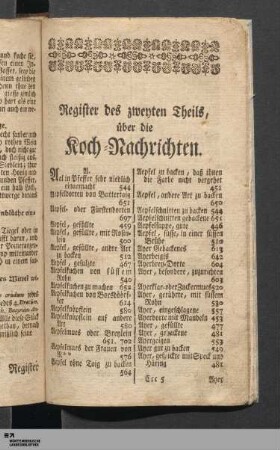 Register des zweyten Theils, über die Koch-Nachrichten.