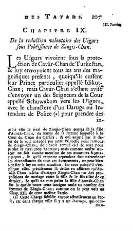Chapitre IX. De la reduction volontaire des Uigurs sous l'obéissance de Zingis-Chan