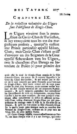 Chapitre IX. De la reduction volontaire des Uigurs sous l'obéissance de Zingis-Chan