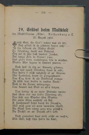 79. Grübel beim Musikfest des Musik-Vereins "Elite". Rothenburg o. T. 22. August 1903.