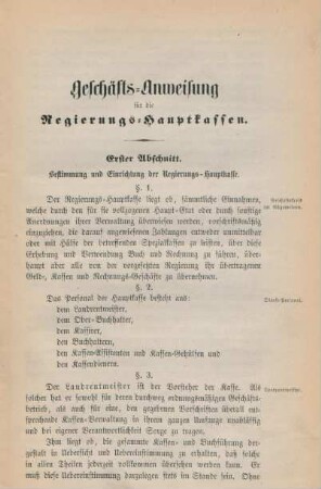 Geschäfts-Anweisung für die Regierungs-Hauptkassen