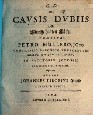 De causis dubiis, von zweifelhaften Fällen