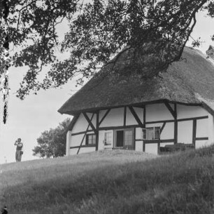 Fachwerkhaus mit einem Reetdach