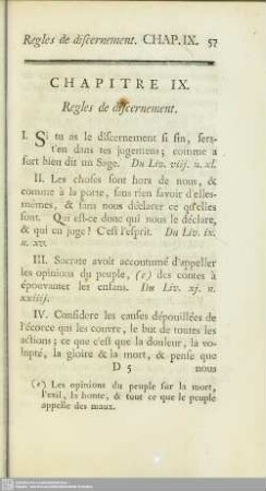 Chapitre IX. Regles de discernement