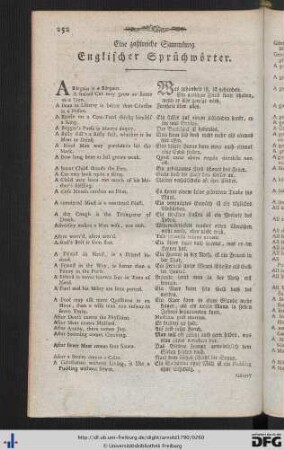 Eine zahlreiche Sammlung Englischer Sprüchwörter.