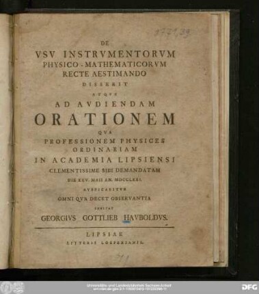 De Vsv Instrvmentorvm Physico-Mathematicorvm Recte Aestimando