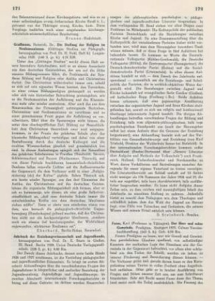 171 [Rezension] Graffmann, Heinrich, Die Stellung der Religion im Neuhumanismus