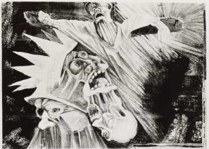 Lithographie V (Gekreuzigte und Masken)