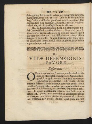 De Vitae Defensionis Favore