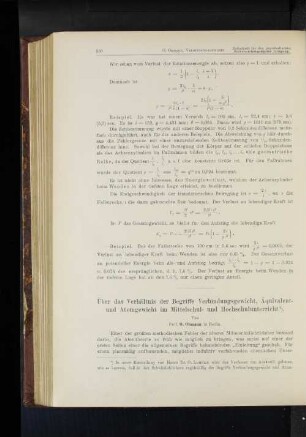 Über das Verhältnis der Begriffe Verbindungsgewicht, Äquivalent- und Atomgewicht im Mittelschul- und Hochschulunterricht.