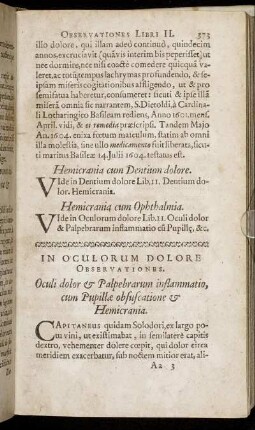 In Oculorum Dolore Observationes