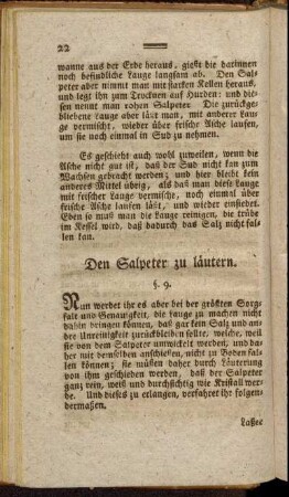 Den Salpeter zu läutern.