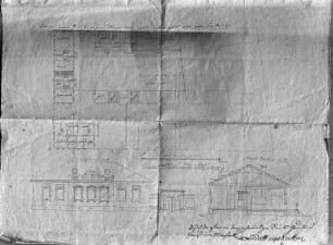 Grundriss, Aufriss und Querschnitt zum ehemaligen Stadtjunkerhaus im Marstall