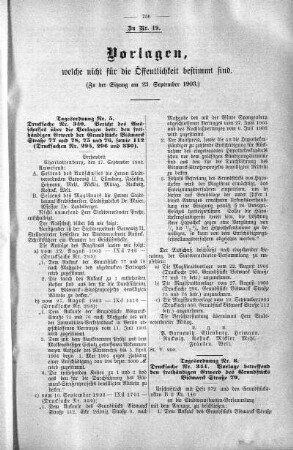 Vorlagen welche nicht für die Oeffentlichkeit bestimmt sind., 23. September 1903