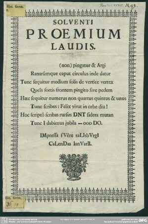 Solventi Proemium Laudis