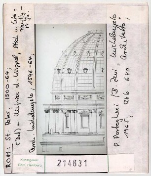Rom: St. Peter, Aufriss der Kuppel, Stich von Cetarouilly, 19. Jhd.