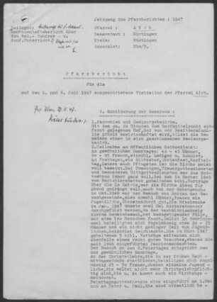 Aich: Pfarrbericht 1947