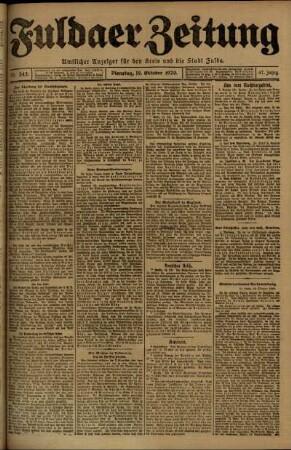 Ausgabe vom Dienstag, den 19. Oktober 1920.