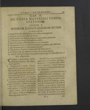 Cap. II. De causa materiali subhastationis.