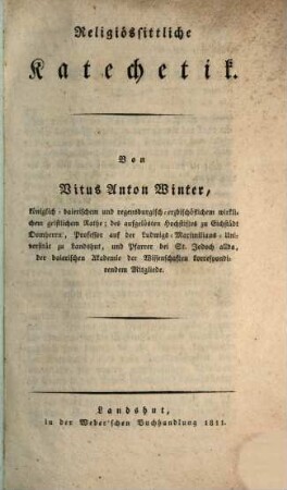 Religiös-sittliche Katechetik