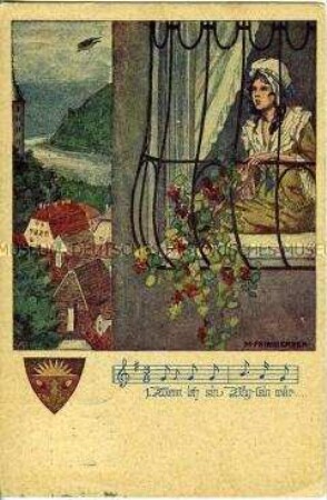 Liedillustration, Postkarte des Deutschen Schulvereins, Nr.1043
