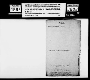 Kollektaneen [des Rechtskonsulenten Karl von Alberti] zum Adel und zu Schlössern, Burgen und Ruinen im Oberamtsbezirk