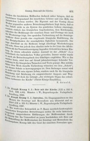 401-402 [Rezension] Kramp, Josef, Bete mit der Kirche