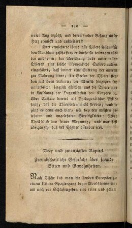 210-223, Drey und zwanzigstes Kapitel. Freundschaftliche Gespräche über fremde Sitten und Gewohnheiten; Vier und zwanzigstes Kapitel. Gesundheitsgesetze der Letalisponer