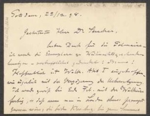 Brief an B. Schott's Söhne : 22.12.1898