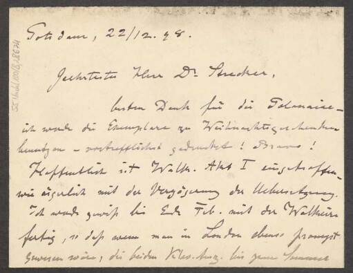 Brief an B. Schott's Söhne : 22.12.1898