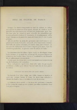 Essai De Culture De Tabacs.
