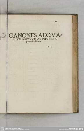 Canones Aequaliummotuum ac Prosthaphaereseon Martis.