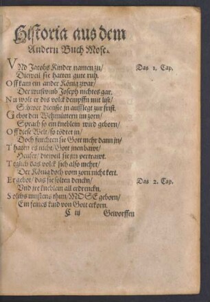 Historia aus dem Andern Buch Mose.
