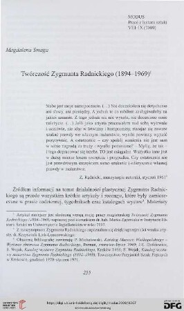 8/9: Twórczość Zygmunta Radnickiego (1894-1969)