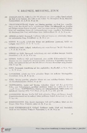 V. Bronze, Messing, Zinn (Nr. 586 - 636)