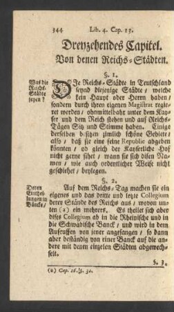 Dreyzehendes Capitel. Von denen Reichs-Städten