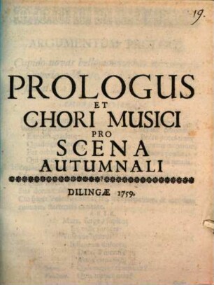 Prologus Et Chori Musici Pro Scena Autumnali