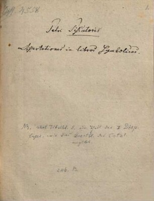 Dissertationes in libros symbolicos