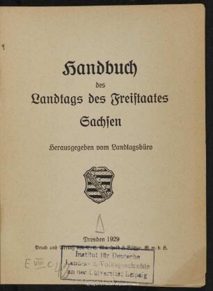 Handbuch des Landtags des Freistaates Sachsen