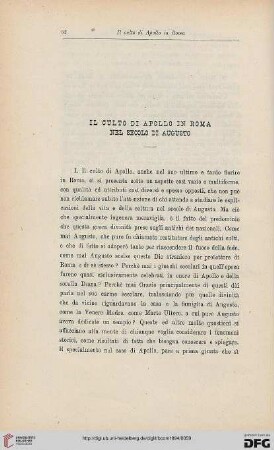 22: Il culto di Apollo in Roma nel secolo di Augusto