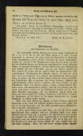 Mittheilungen vom Gymnasium zu Neustettin
