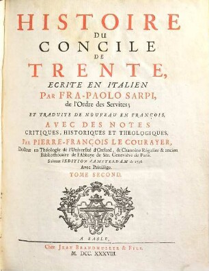 Histoire Du Concile De Trente, Tome Second
