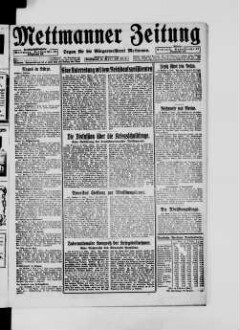 Mettmanner Zeitung. 1919-1940