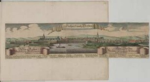 Dresden von Osten gesehen, kolorierter Kupferstich, 1679 : Weck, Anton / Prospect umb Dresden (Dresden von Osten gesehen), 1679. - 78,5 x 19,5 cm. - kolorierter Kupferstich