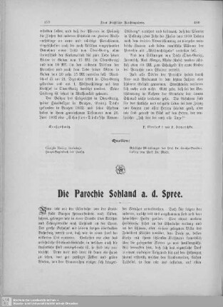Die Parochie Sohland a. d. Spree