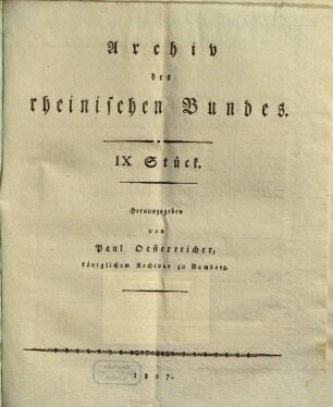 Archiv des Rheinischen Bundes. 1. 1807, 9. Stück