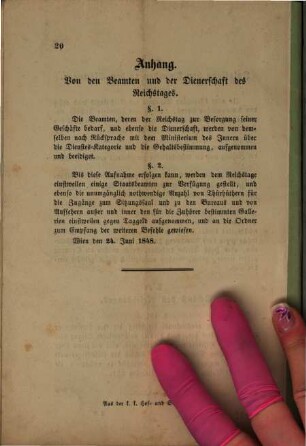 Provisorische Geschäfts-Ordnung für den constituirenden Reichstag