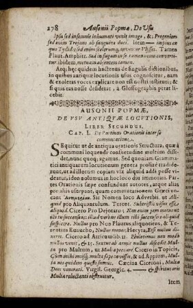 Ausonii Popmæ, De Usu Antiquæ Locutionis, Liber Secundus.