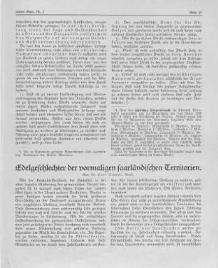 Edelgeschlechter der vormaligen saarländischen Territorien.