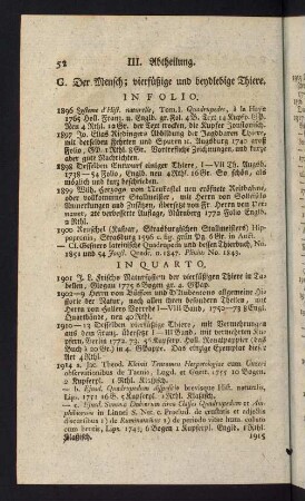 52-86, G. Der Mensch; vierfüßige und beydlebige Thiere - T. Physico-Theologia